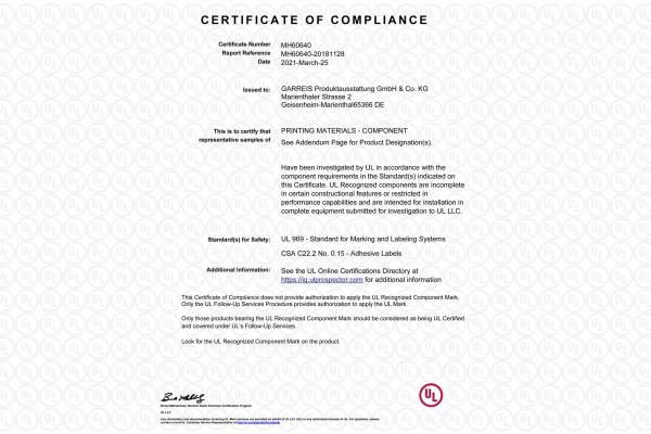 UL certificate UL certificate